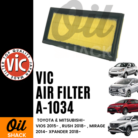 VIC A-1034 AIR FILTER (Toyota Vios 2015 -, Rush 2018 - ,  Mitsubishi Mirage 2014 -, Expander 2018 -)