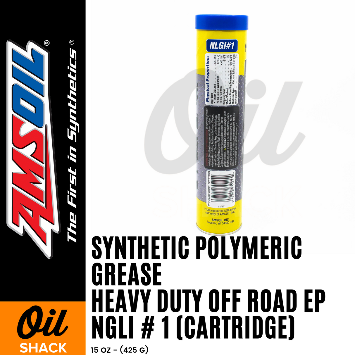 AMSOIL Polymeric Off-Road Grease NGLI #1 Synthetic (15oz Cartrdige)