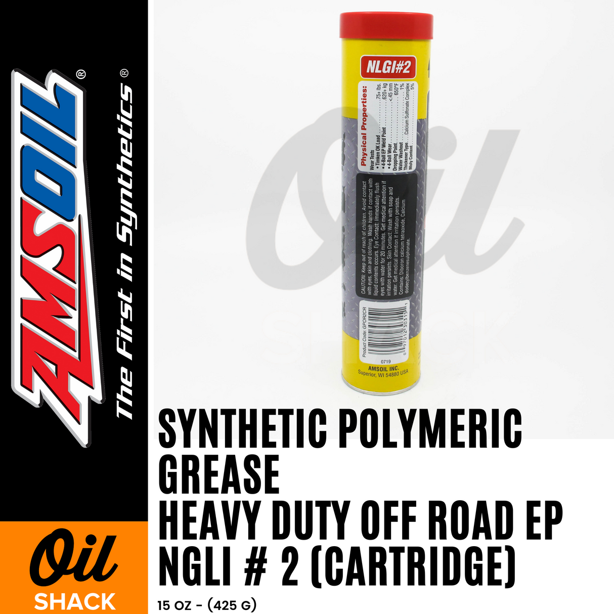 AMSOIL Polymeric Off-Road Grease NGLI #2 Synthetic (15oz Cartrdige)