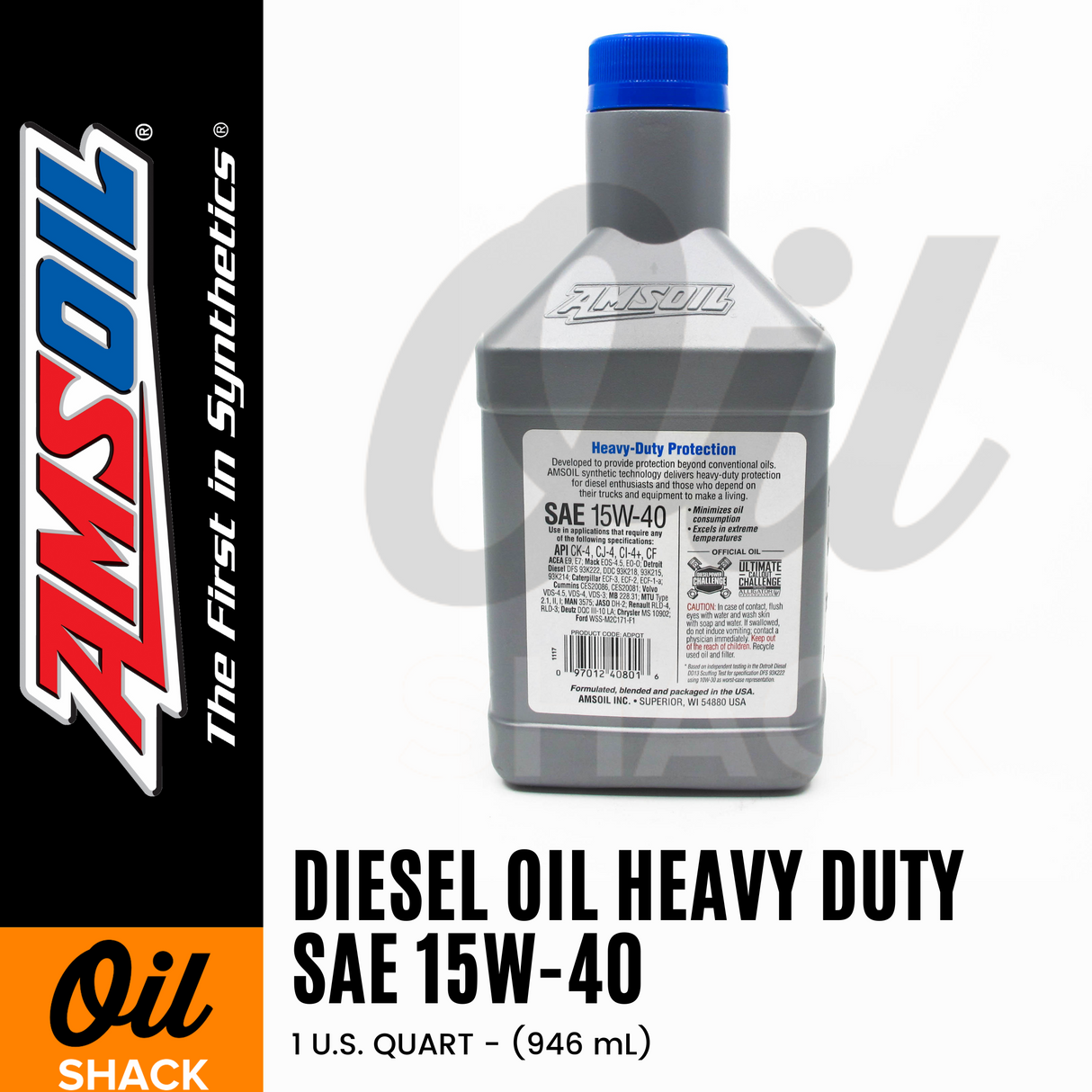 AMSOIL 15W40 DIESEL HEAVY DUTY ENGINE OIL FULLY SYNTHETIC (1 QUART)