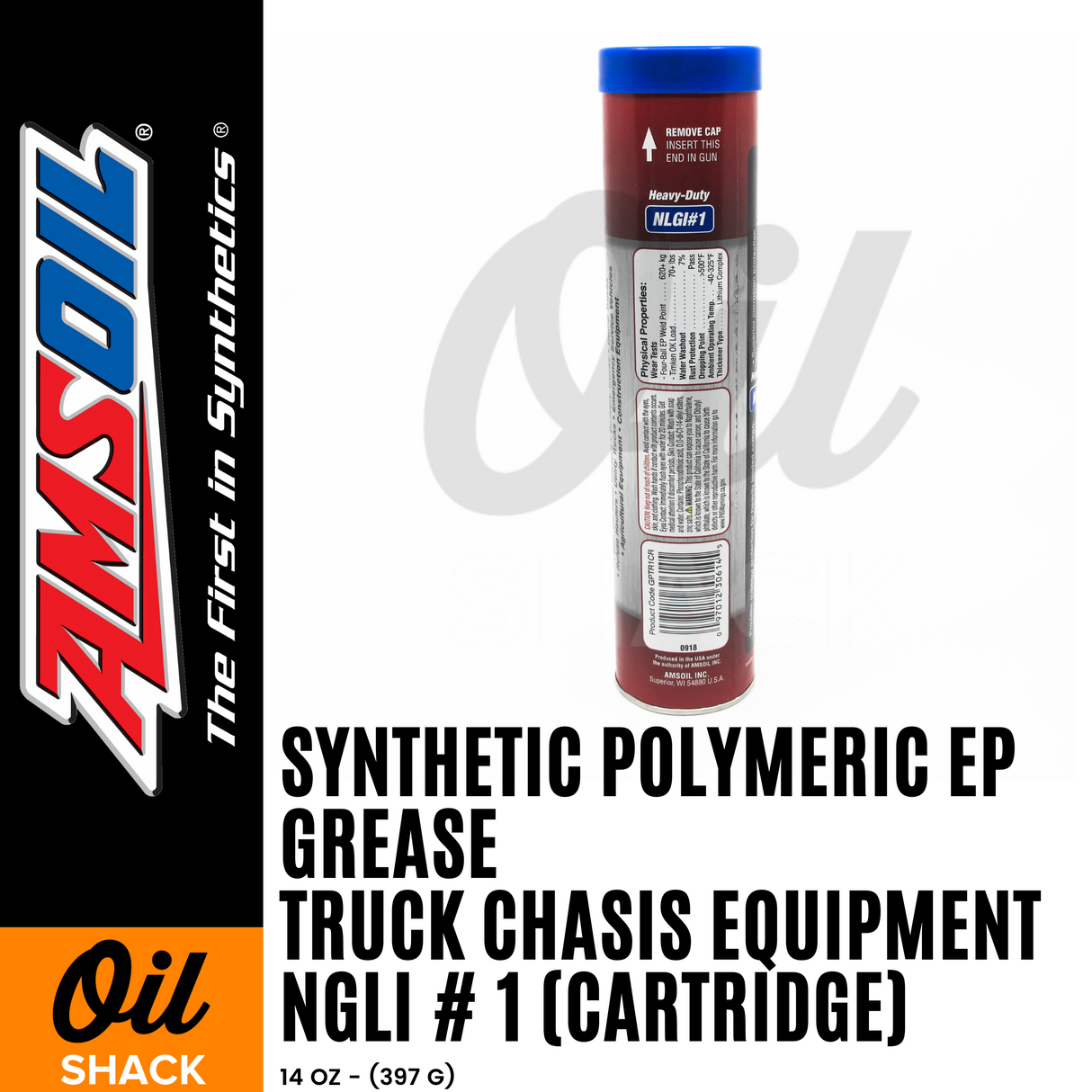 AMSOIL Truck, Chassis and Equipment Synthetic Polymeric Grease NGLI #1 (14oz Cartridge)