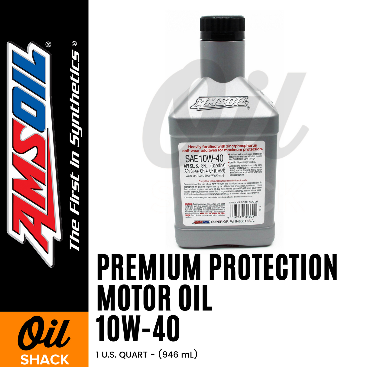 AMSOIL 10W40 PREMIUM PROTECTION ENGINE OIL FULLY SYNTHETIC (1 QUART)