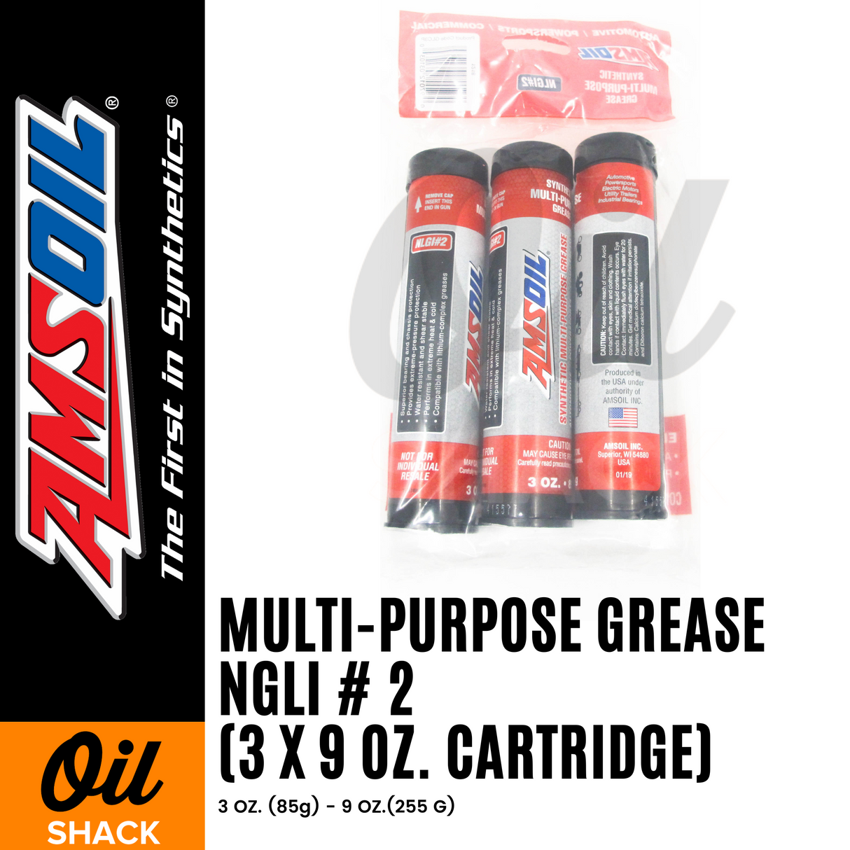 AMSOIL Multi-Purpose Grease NGLI #2 (3x9oz Cartidges)