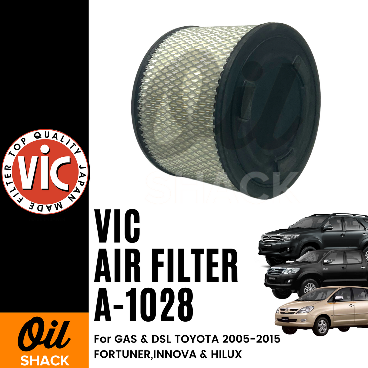 VIC A-1028 AIR FILTER (Toyota Fortuner, Hilux & Innova 2005)