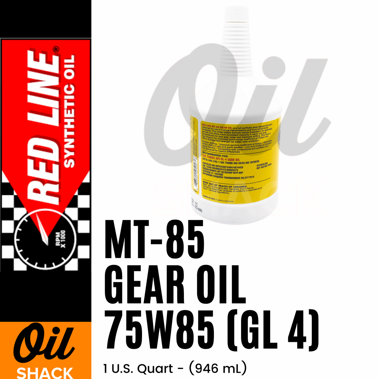 RED LINE MT-85 75W85 GL-4 GEAR OIL | 1 QUART