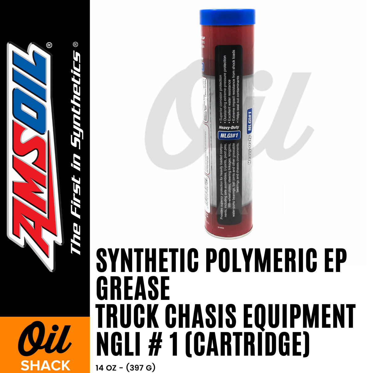 AMSOIL Truck, Chassis and Equipment Synthetic Polymeric Grease NGLI #1 (14oz Cartridge)