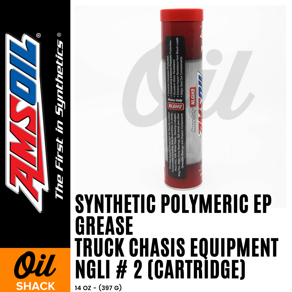 AMSOIL Truck, Chassis and Equipment Synthetic Polymeric Grease NGLI #2 (14oz Cartridge)