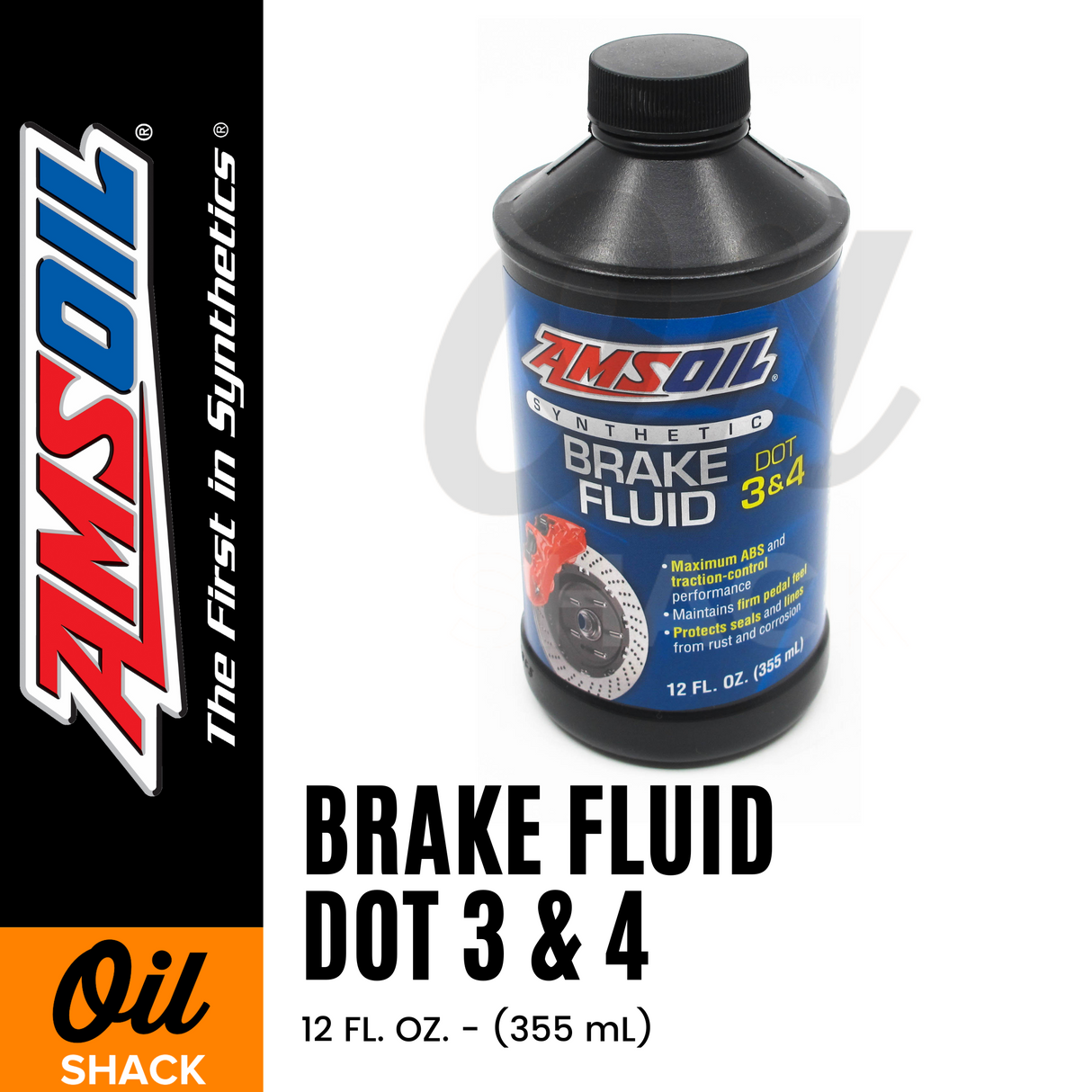 AMSOIL BRAKE FLUID DOT 3 & 4 FULLY SYNTHETIC (12 OUNCES)