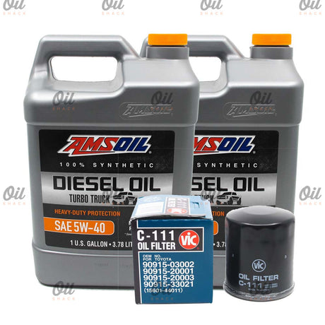 AMSOIL | 5w40 Diesel Heavy Duty Oil Change Bundle 2 GAL, 1 C-111 for Toyota Hi-ace, Fortuner, Hilux, Grandia (Free Oil Filter)