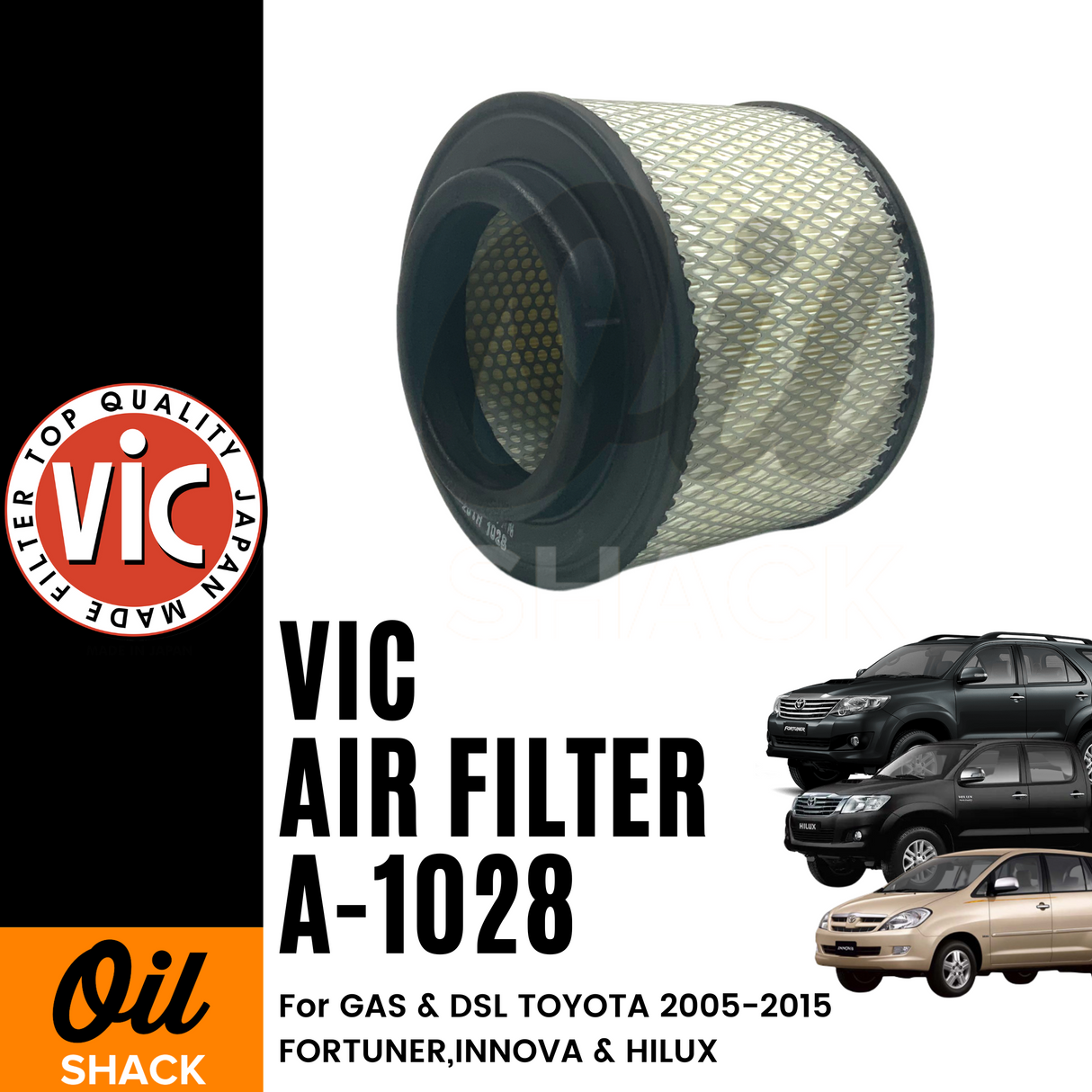 VIC A-1028 AIR FILTER (Toyota Fortuner, Hilux & Innova 2005)