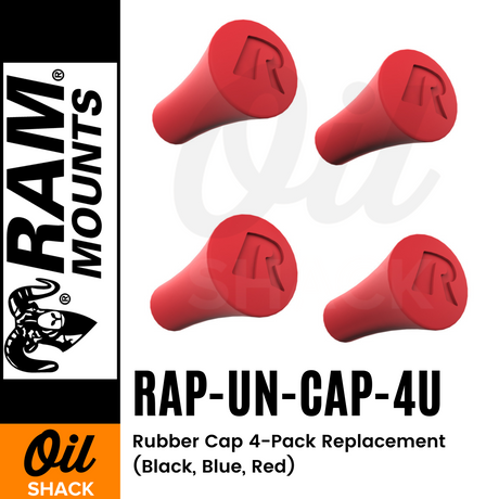 RAM MOUNTS | RAP-UN-CAP-4U | Rubber Cap 4-Pack Replacement (Black, Blue, Red)