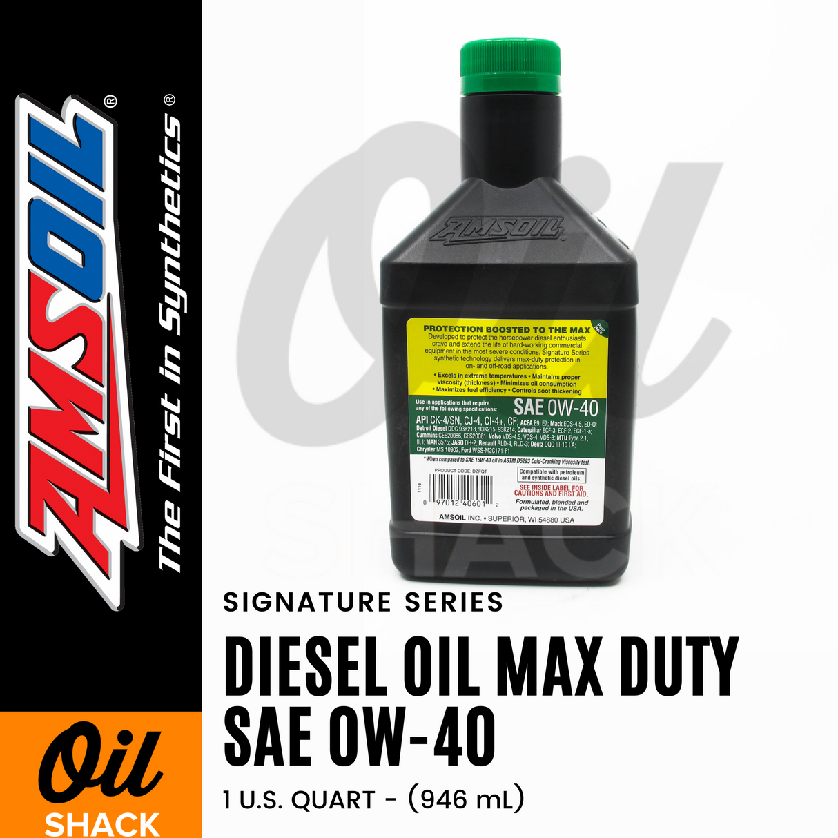 AMSOIL 0W40 DIESEL MAX DUTY ENGINE OIL FULLY SYNTHETIC (1 QUART)