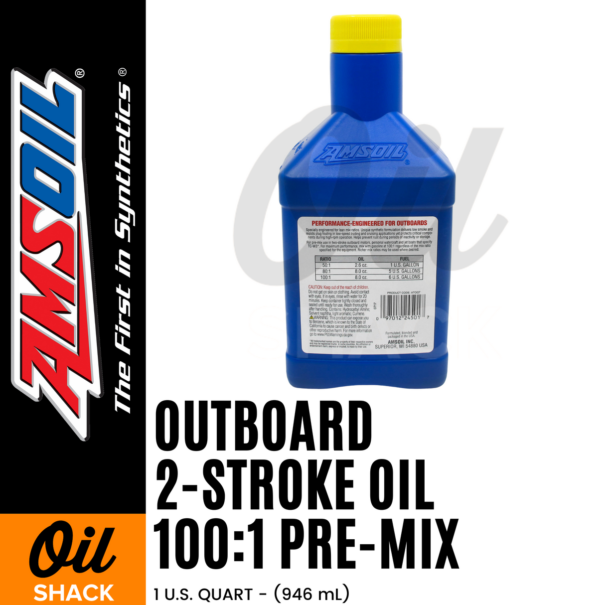 AMSOIL Outboard 100:1 Pre-Mix Fully Synthetic 2-Stroke Oil (1qt)